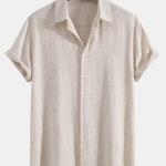 Linen Rayon Blend Button Up Shirt & Linen Cotton Blend 11" Shorts