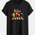 Regular Fit Beer Print Cotton T-Shirt