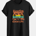 Regular Fit Good Life On Vacation Print Cotton T-Shirt