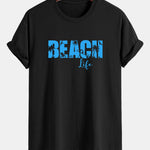 Regular Fit Beach Life Print Cotton T-Shirt & Drawstring Swim Shorts