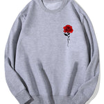 Red Rose Print Cotton Sweatshirt