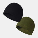 2 Pieces Solid Color Outdoor Cycling Warm Knit Beanie Hat
