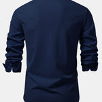 3 Pieces Long Sleeve Muscle Fit Ribbed Stand Collar Shirt