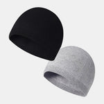 2 Pieces Solid Color Outdoor Cycling Warm Knit Beanie Hat