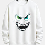 Evil Smiley Face Print Relax Fit Sweatshirt