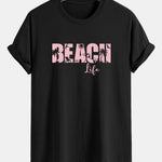 Regular Fit Beach Life Print Cotton T-Shirt & Drawstring Swim Shorts