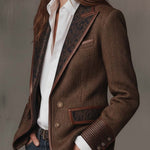 Herringbone Tweed Blazer With Printed Panels