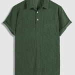 Men's Corduroy Half Button Short Sleeve POLO