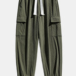 Corduroy Patchwork Hoodie & Drawstring Corduroy Cargo Jogger Pants