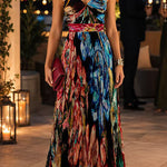 Sweetheart Neck Floral Print Pleated Maxi Dress
