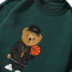 Basketball Bear Print Crew Neck Relaxed Sweatshirt