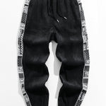 Gothic Los Angeles Print Washed Distressed Drop Shoulder T-Shirt & Corduroy Paisley Print Panel Pants