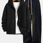 Relax Fit Twist Jacquard Zip Up Hoodie & Twisted Jacquard Straight Leg Pants