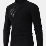 Leather Buckle Turtleneck Sweater
