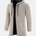 Long Line Textured Hooded Sweater & Chino Cargo Jogger Pants