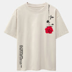Slogan Rose Print Drop Shoulder Oversize T-Shirt
