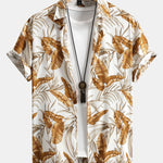 Viscose Tropical Print Button Up Shirt & Textured Cotton 5" Shorts