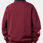 Relax Fit Ghost Drinking Coffee Print Contrast Polo Sweatshirt