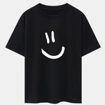 Smiley Face Print Drop Shoulder Oversize T-Shirt