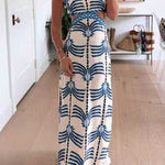 Margovil Tie Shoulder Cut Out Waist Printed Maxi Dress