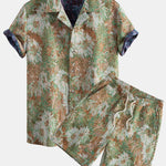 Painted Floral Jacquard Cuban Shirt & Shorts