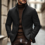 Men's Vintage Wool Blend Stand Collar Single Breasted Slim Blazer