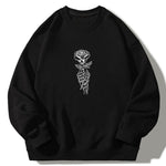 Rose Skull Hand Print Crew Neck Relaxed Sweatshirt
