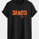 Regular Fit Beach Life Print Cotton T-Shirt & Drawstring Swim Shorts