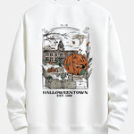 Halloween Pumpkin Town Print Relax Fit Sweatshirt