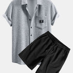 Short Sleeve Waffle Shirt & Waffle Drawstring Shorts