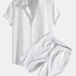 Geometric Jacquard Button Up Shirt & Shorts