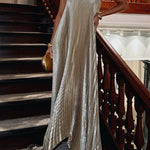 V Neck Strapless Pleated Maxi Party Dress
