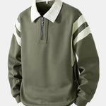 Color Block Zipper Polo Sweatshirt