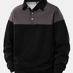 Contrast Polo Collar Sweatshirt