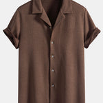 Short Sleeve Geometry Textured Cuban Shirt