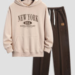New York Print Relax Fit Hoodie & Straight Leg Corduroy Pants