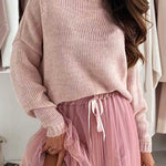 Drop Shoulder Casual Knitted Pullover Sweater