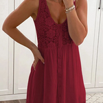 Margovil Lace Floral Buttons Swing Tank Dress