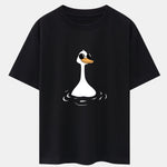 Sunglasses Goose Print Drop Shoulder Oversize T-Shirt
