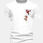 Regular Fit Pocket Santa Print Cotton T-Shirt
