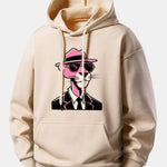 Pink Gentleman Panther Print Relax Fit Hoodie