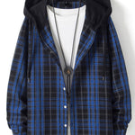 Contrast Hooded Plaid Shirt