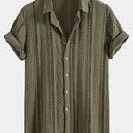 Geometric Striped Jacquard Button Up Shirt