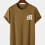 Letter Print Arc Hem T-Shirt