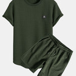 Short Sleeve Waffle Arc Hem T-Shirt & Shorts