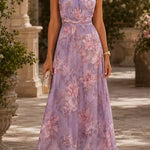 Margovil Sleeveless Waisted Floral Print Flowy Maxi Dress