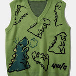 Dinosaur Print Knit Sweater Vest