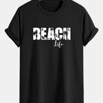 Regular Fit Beach Life Print Cotton T-Shirt & Drawstring Swim Shorts