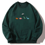 Cartoon Dinosaur Print Crew Neck Relaxed Sweatshirt