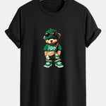 Regular Fit Trendy Bear Print Cotton T-Shirt